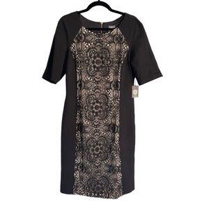 Elegant Black and Cream Lace Dress